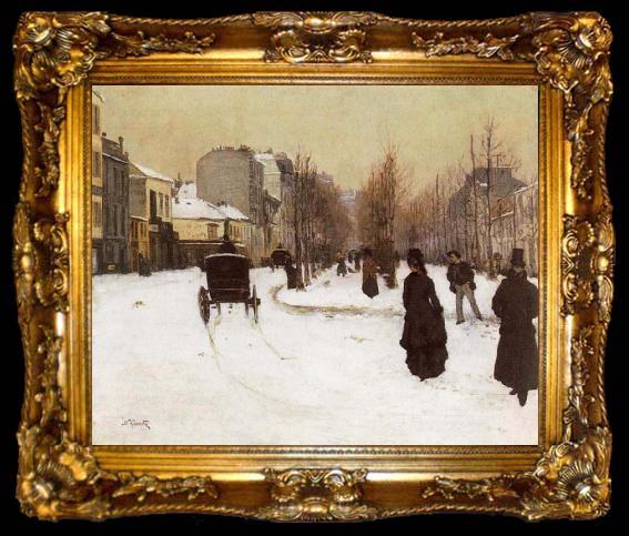 framed  Norbert Goeneutte The Boulevard de Clichy Under Snow, ta009-2